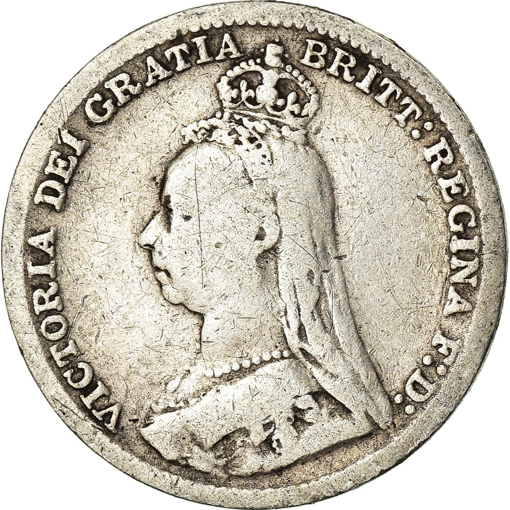Coin, Great Britain, Victoria, 3 Pence, 1890, VF(20-25), Silver, KM:758
