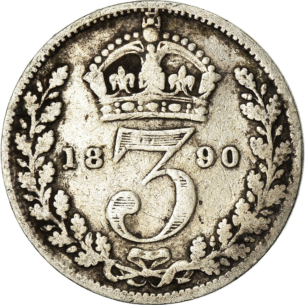Coin, Great Britain, Victoria, 3 Pence, 1890, VF(20-25), Silver, KM:758