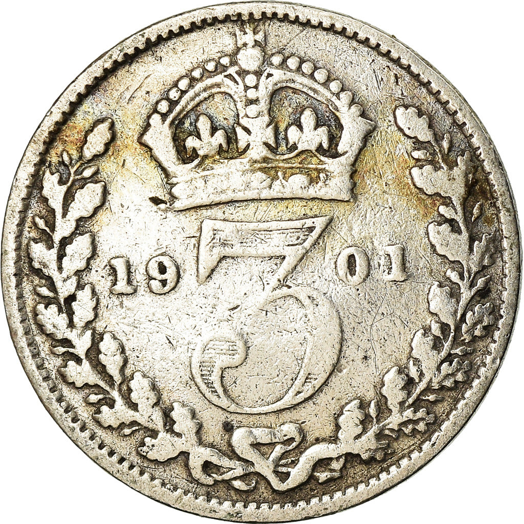 Coin, Great Britain, Victoria, 3 Pence, 1901, VF(20-25), Silver, KM:777