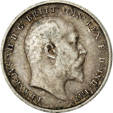 Coin, Great Britain, Edward VII, 3 Pence, 1909, VF(20-25), Silver, KM:797.2