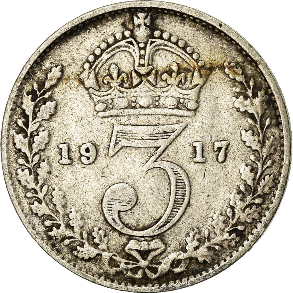 Coin, Great Britain, George V, 3 Pence, 1917, VF(20-25), Silver, KM:813