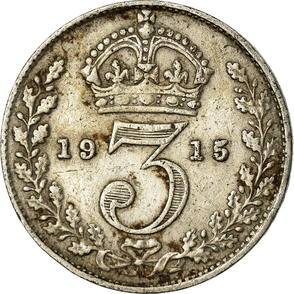Coin, Great Britain, George V, 3 Pence, 1915, VF(20-25), Silver, KM:813