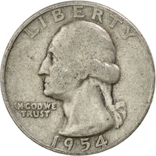 UNITED STATES, Washington Quarter, Quarter, 1954, U.S. Mint, KM #164,...
