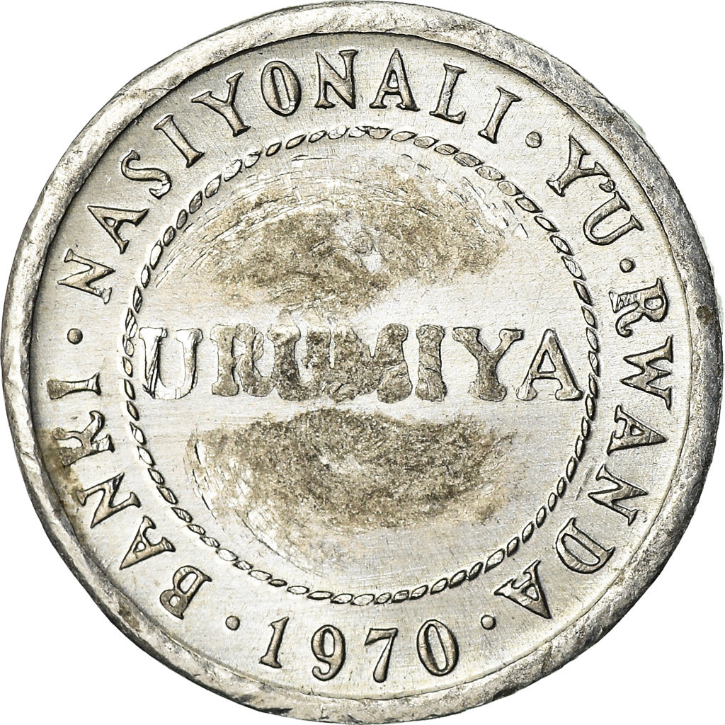 Coin, Rwanda, 1/2 Franc, 1970, AU(55-58), Aluminum, KM:9