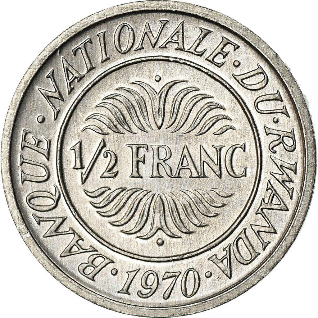 Moneta, Ruanda, 1/2 Franc, 1970, SPL-, Alluminio, KM:9