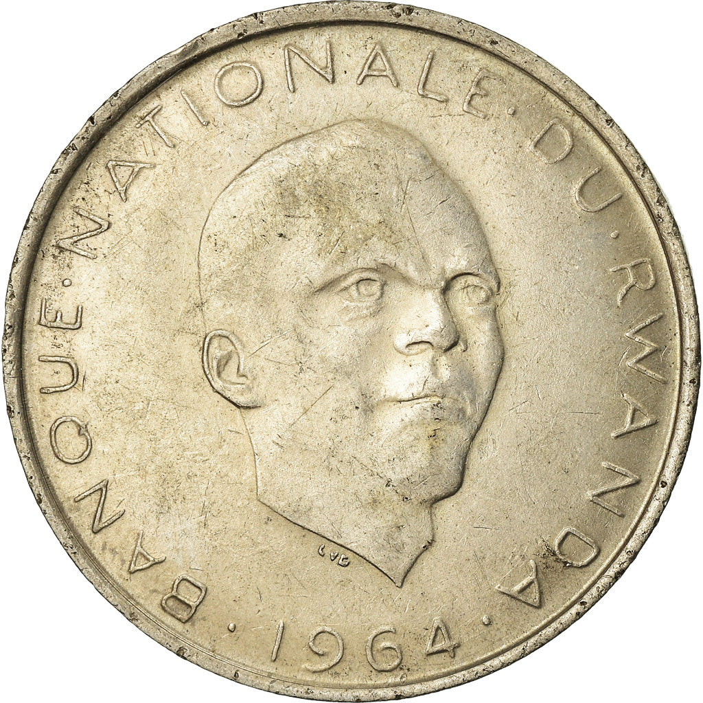 Moneta, Ruanda, 10 Francs, 1964, BB, Rame-nichel, KM:7