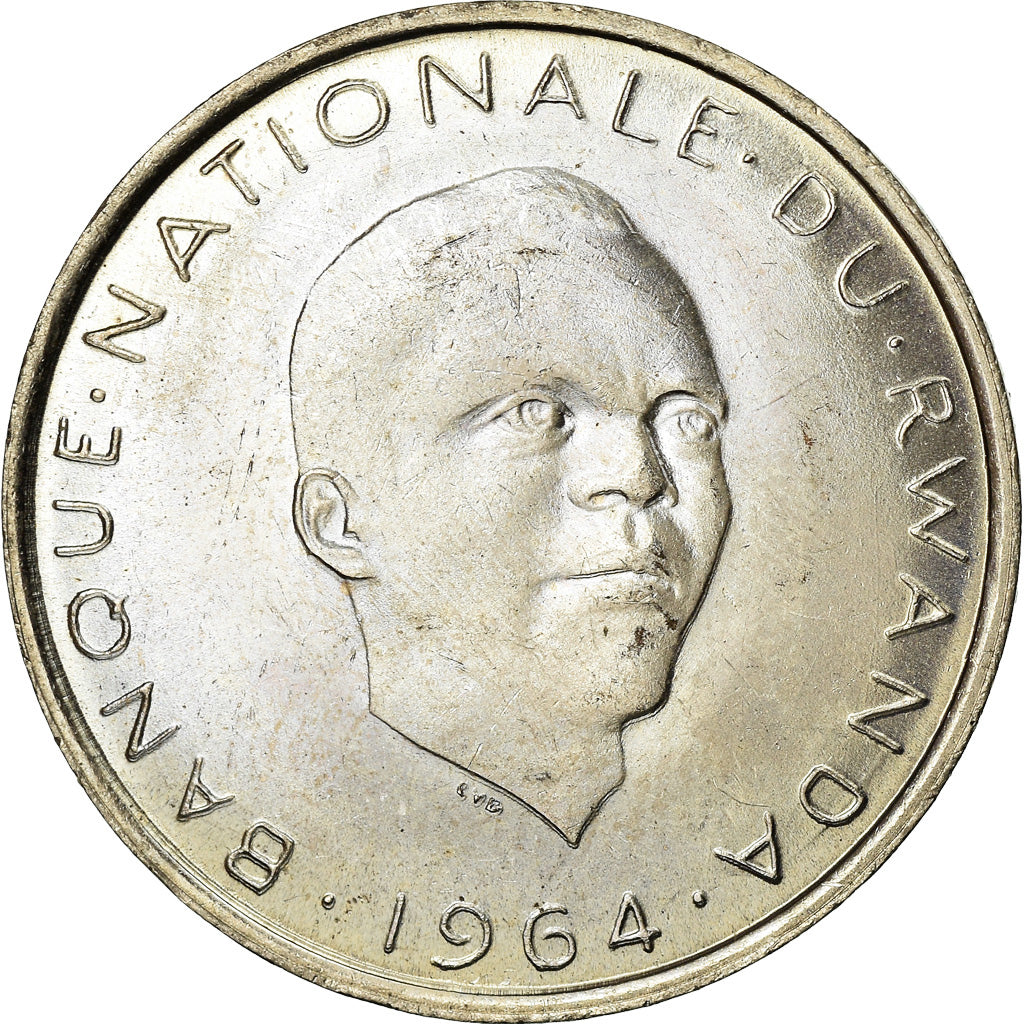 Coin, Rwanda, 10 Francs, 1964, EF(40-45), Copper-nickel, KM:7
