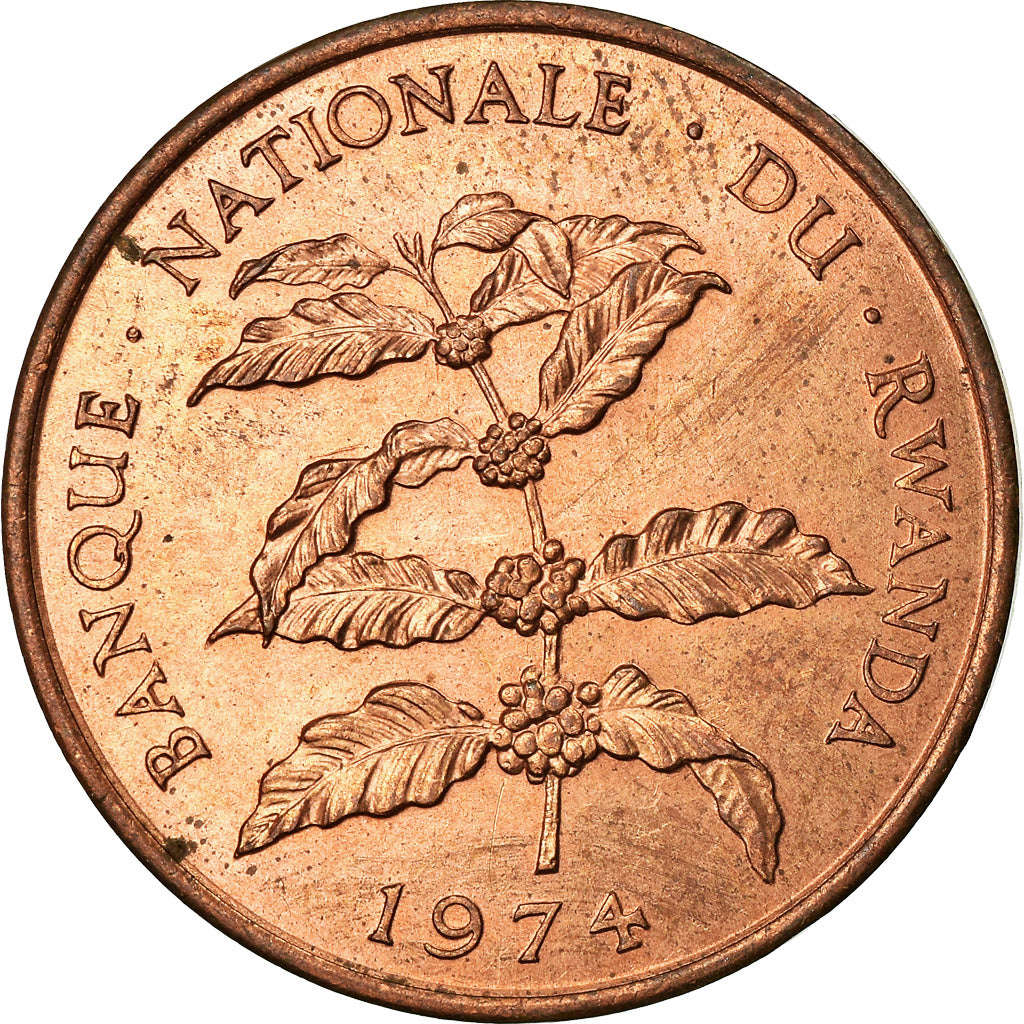 Coin, Rwanda, 5 Francs, 1974, British Royal Mint, EF(40-45), Bronze, KM:13