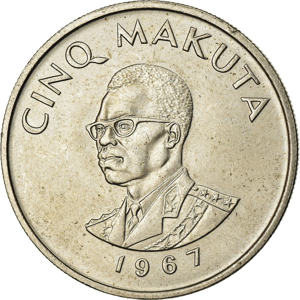 Moneta, CONGO, REPUBBLICA DEMOCRATICA DEL, 5 Makuta, 1967, BB, Rame-nichel, KM:9