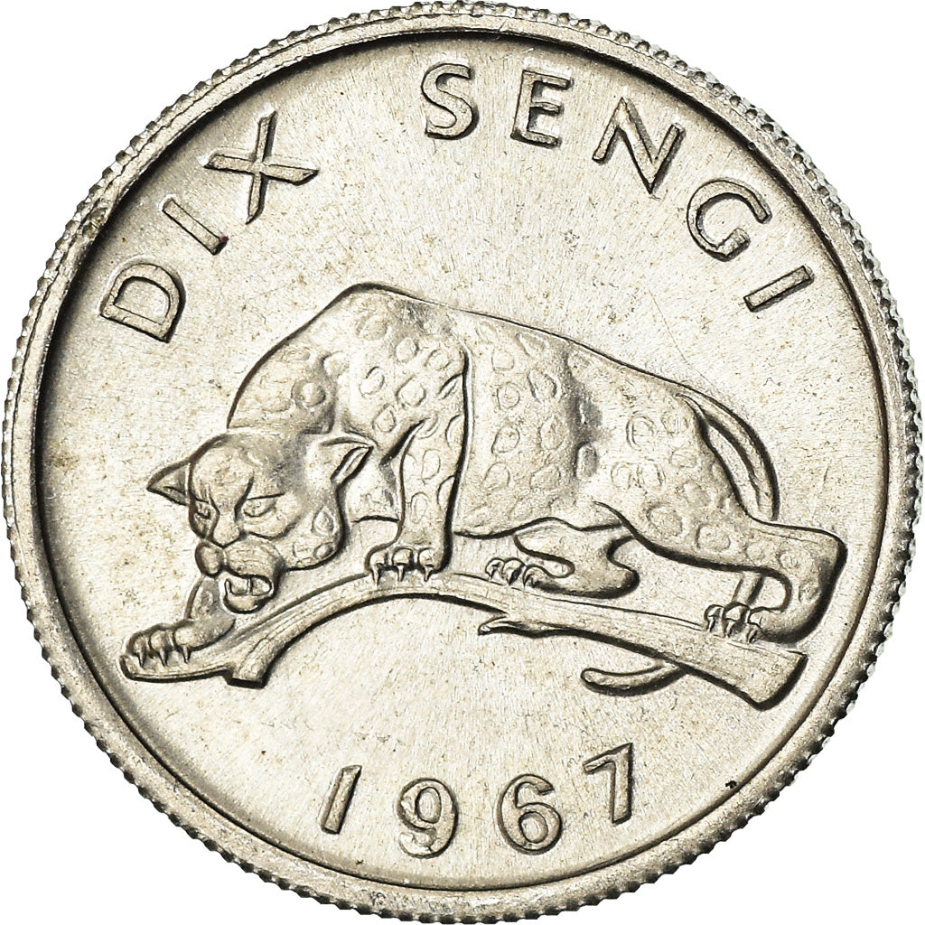Coin, CONGO, DEMOCRATIC REPUBLIC, 10 Sengis, 1967, EF(40-45), Aluminum, KM:7