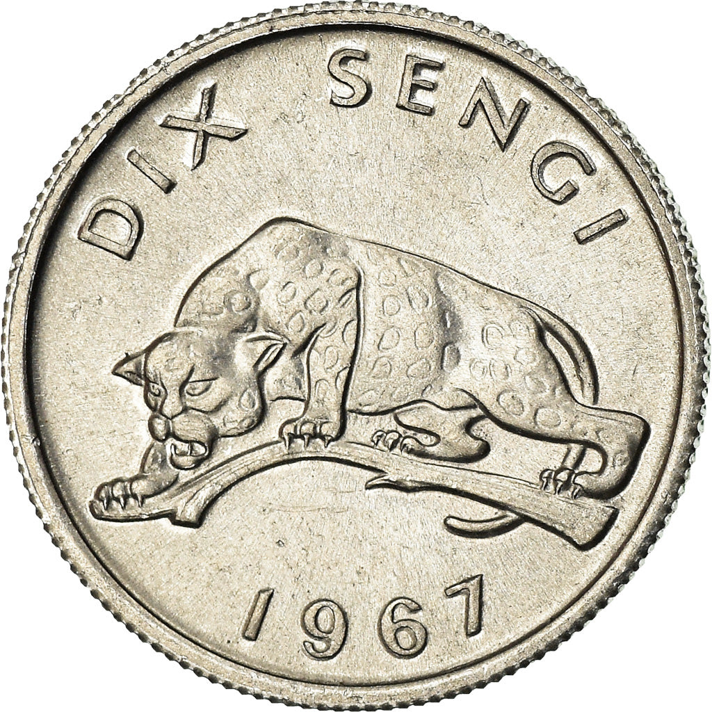 Coin, CONGO, DEMOCRATIC REPUBLIC, 10 Sengis, 1967, EF(40-45), Aluminum, KM:7