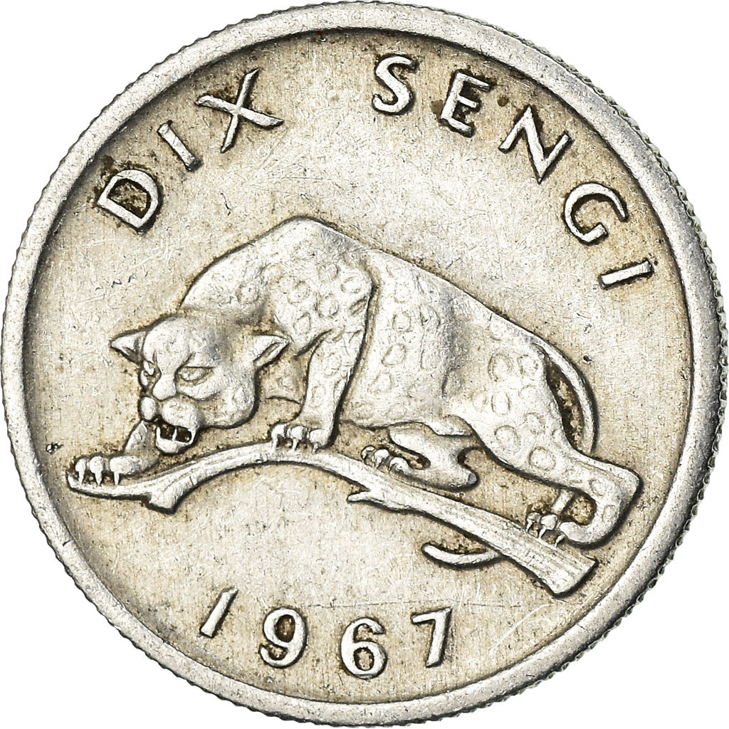 Moneta, CONGO, REPUBBLICA DEMOCRATICA DEL, 10 Sengis, 1967, BB, Alluminio, KM:7
