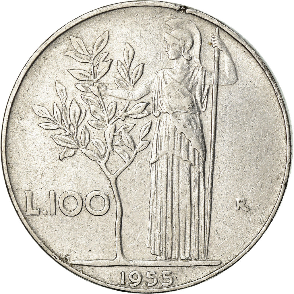 Moneta, Italia, 100 Lire, 1955, Rome, BB, Acciaio inossidabile, KM:96.1