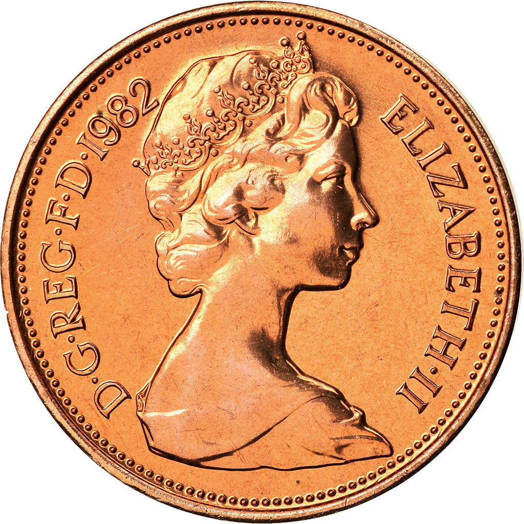 Coin, Great Britain, Elizabeth II, 2 Pence, 1982, MS(63), Bronze, KM:928
