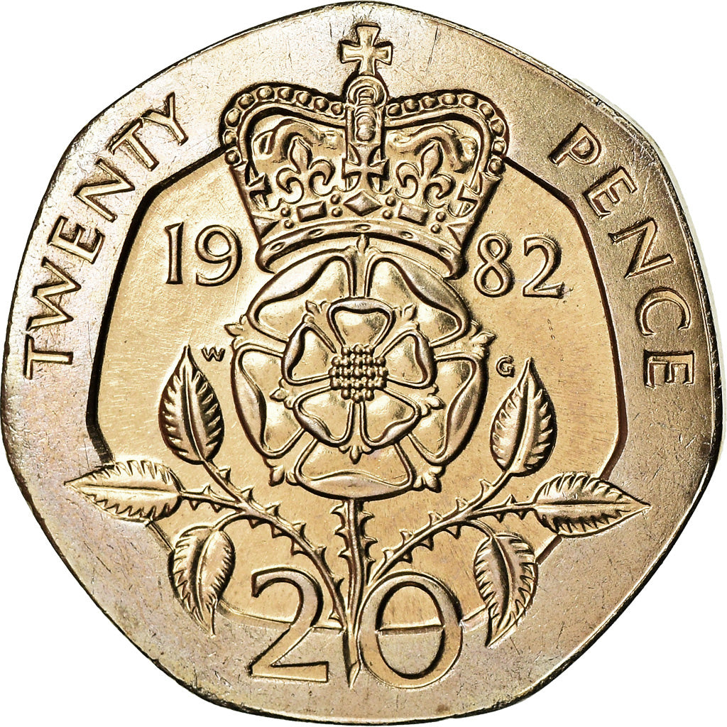 Coin, Great Britain, Elizabeth II, 20 Pence, 1982, MS(63), Copper-nickel, KM:931
