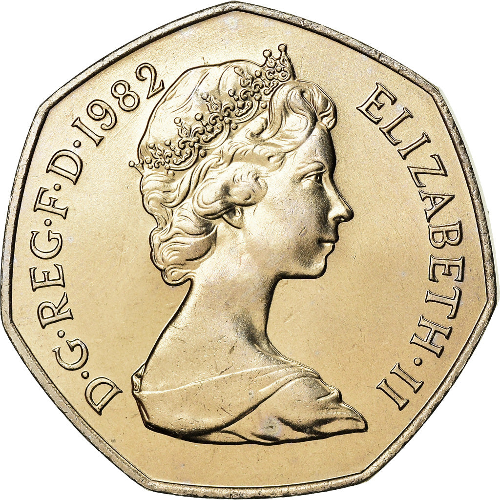 Coin, Great Britain, Elizabeth II, 50 Pence, 1982, MS(63), Copper-nickel, KM:932