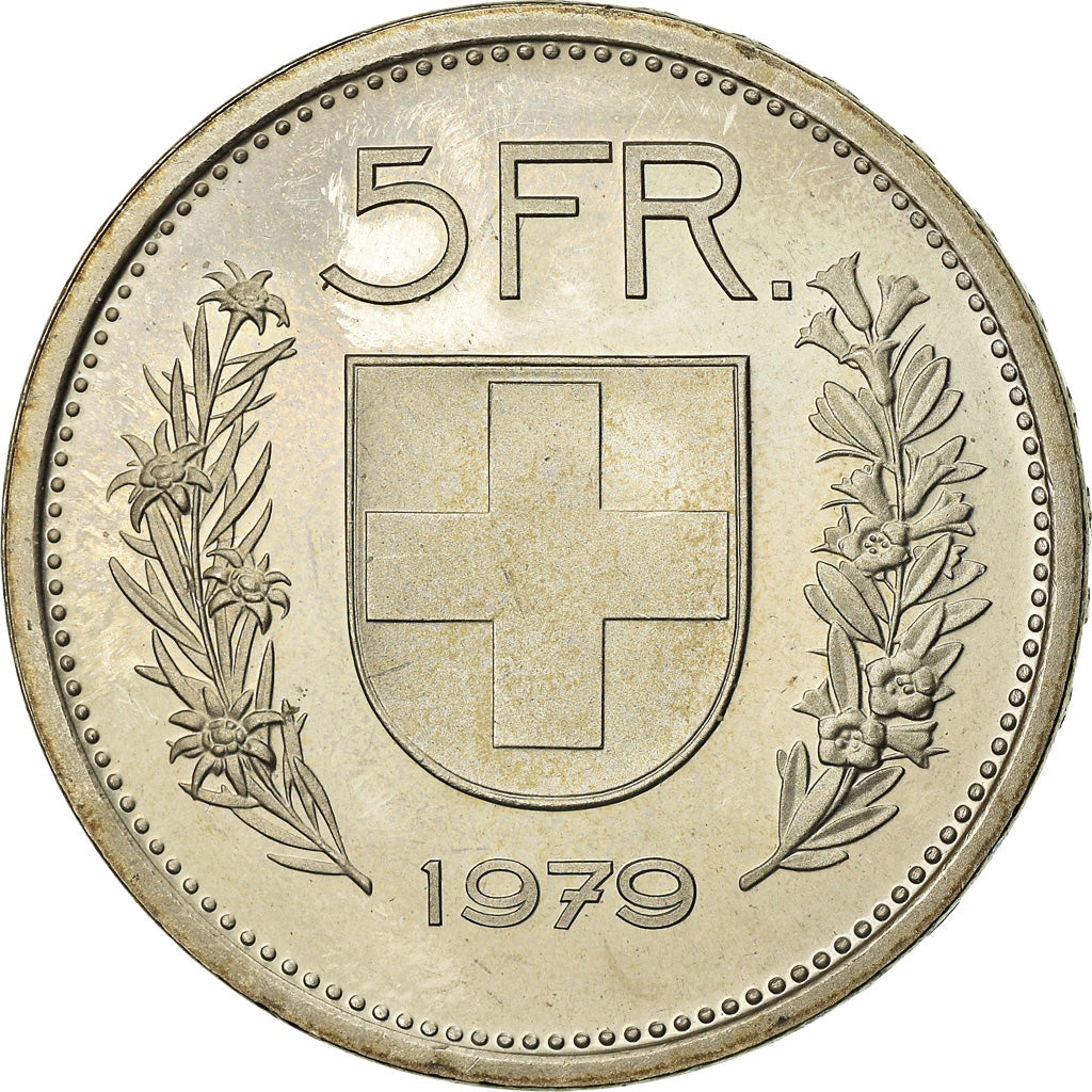 Coin, Switzerland, 5 Francs, 1979, Bern, MS(63), Copper-nickel, KM:40a.1