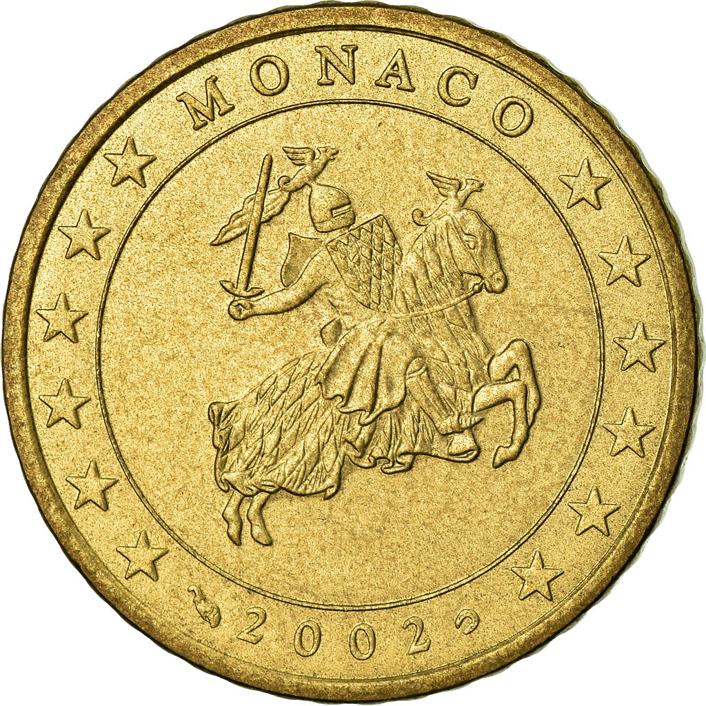 Monaco, 50 Euro Cent, 2002, AU(55-58), Brass, Gadoury:MC177, KM:172