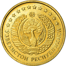 Moneta, Uzbekistan, Tiyin, 1994, SPL-, Acciaio ricoperto in ottone, KM:1.1