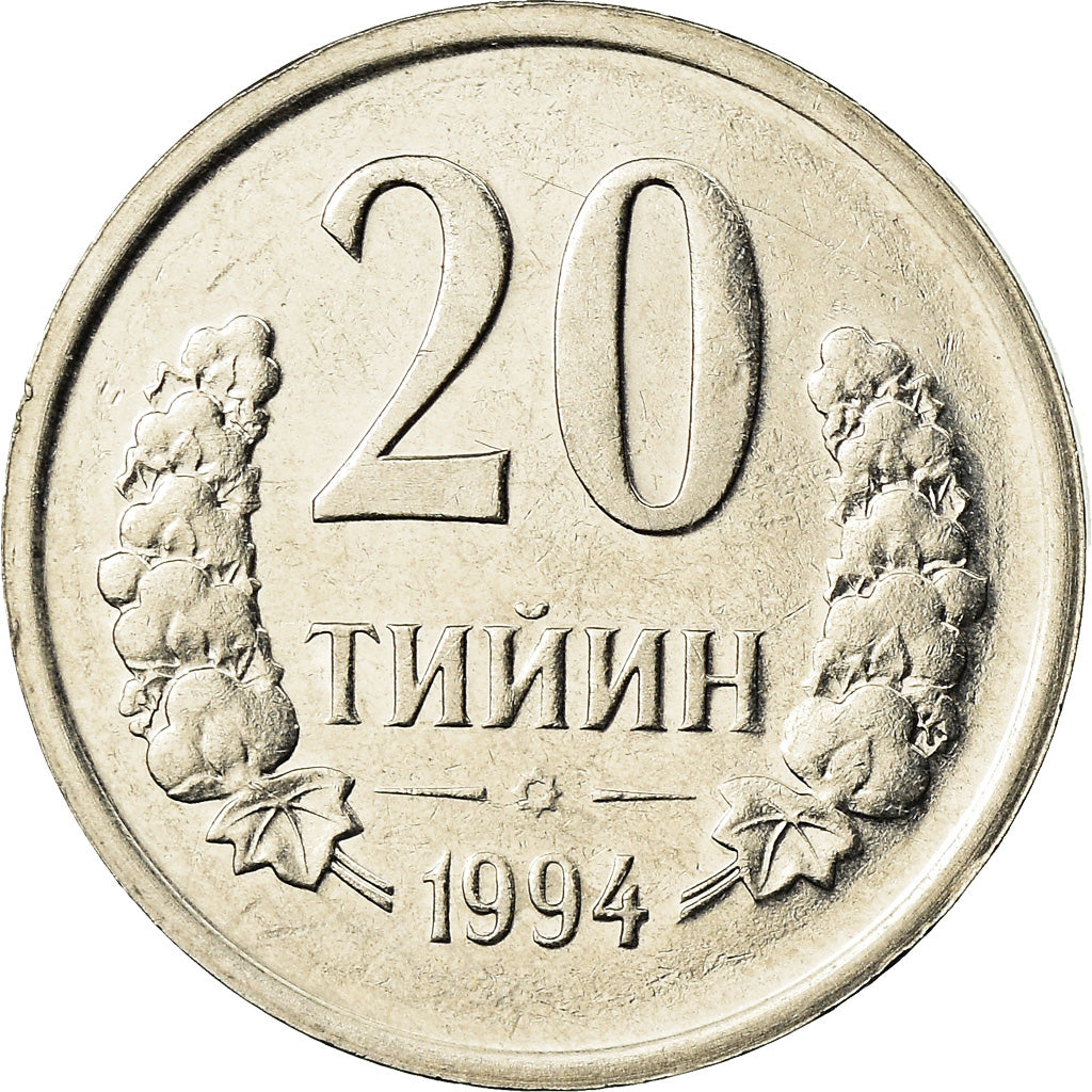 Moneta, Uzbekistan, 20 Tiyin, 1994, SPL-, Acciaio ricoperto in nichel, KM:5.1