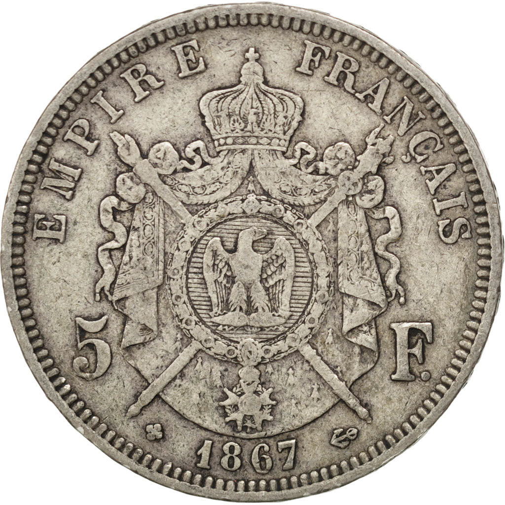 FRANCE, Napoléon III, 5 Francs, 1867, Strasbourg, KM #803.2, VF(30-35), Gold, G.