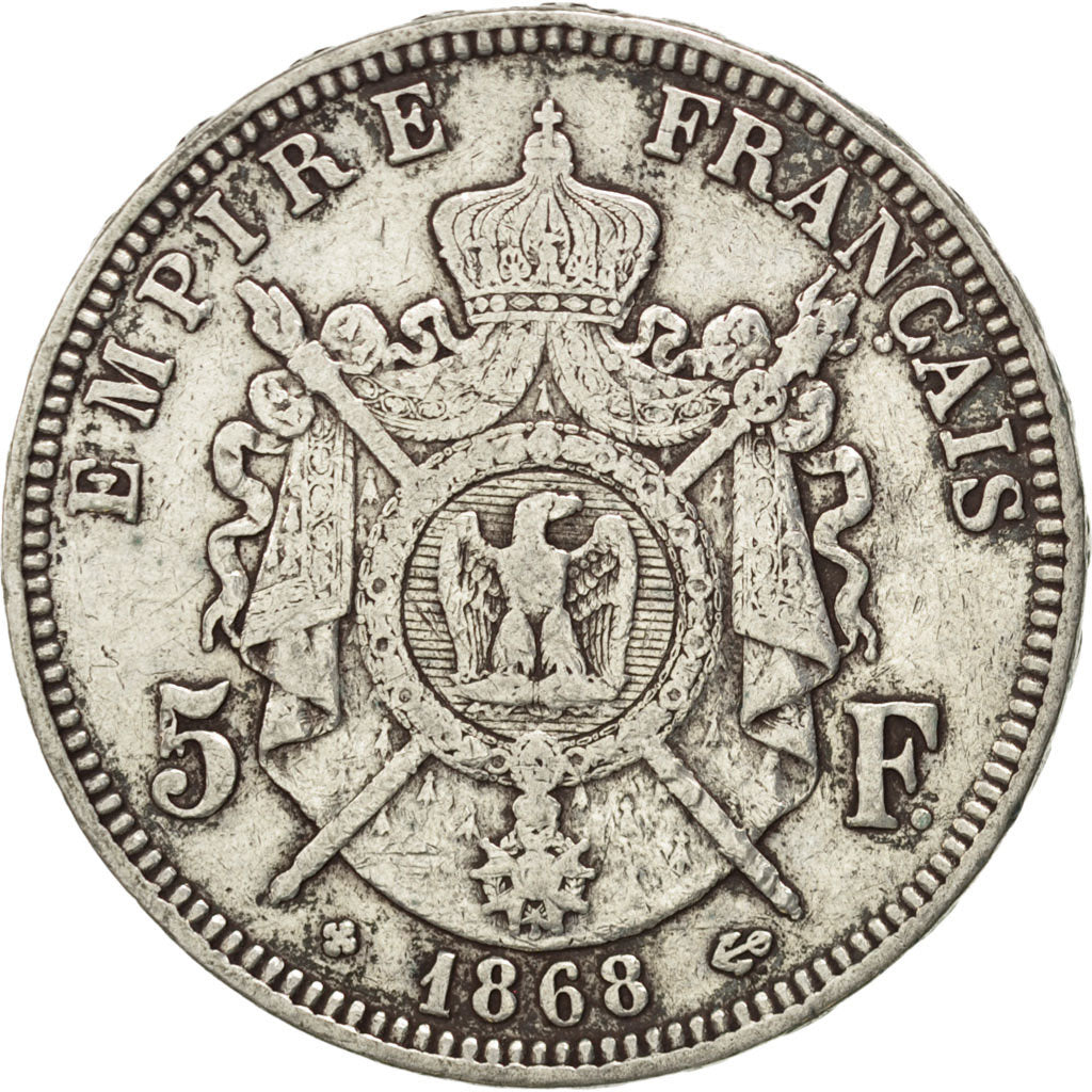 Coin, France, Napoléon III, 5 Francs, 1868, Strasbourg, VF(30-35), Silver