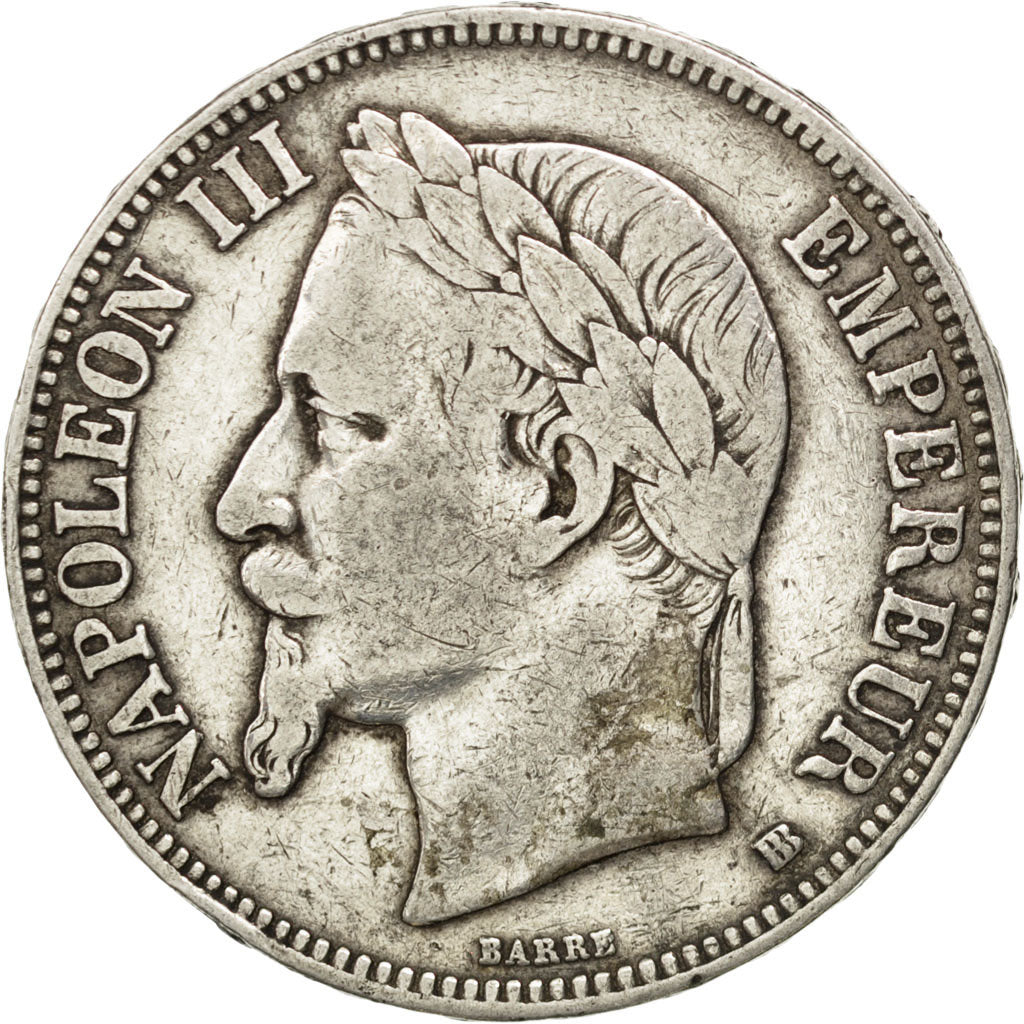 FRANCE, Napoléon III, 5 Francs, 1868, Strasbourg, KM #799.2, VF(30-35), Silver,