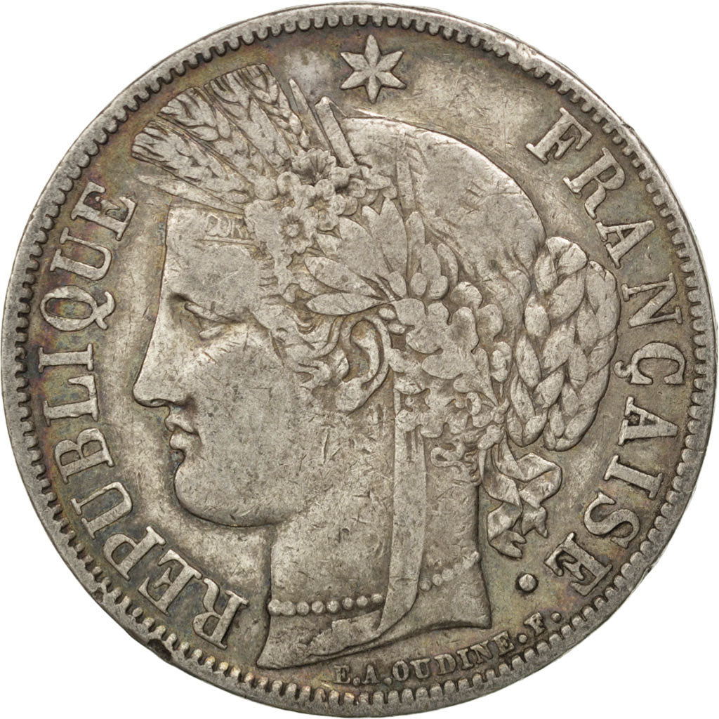 FRANCE, Cérès, 5 Francs, 1851, Paris, KM #761.1, VF(30-35), Silver, Gadoury #719