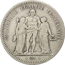 FRANCE, Hercule, 5 Francs, 1848, Paris, KM #756.1, VF(20-25), Silver, Gadoury...