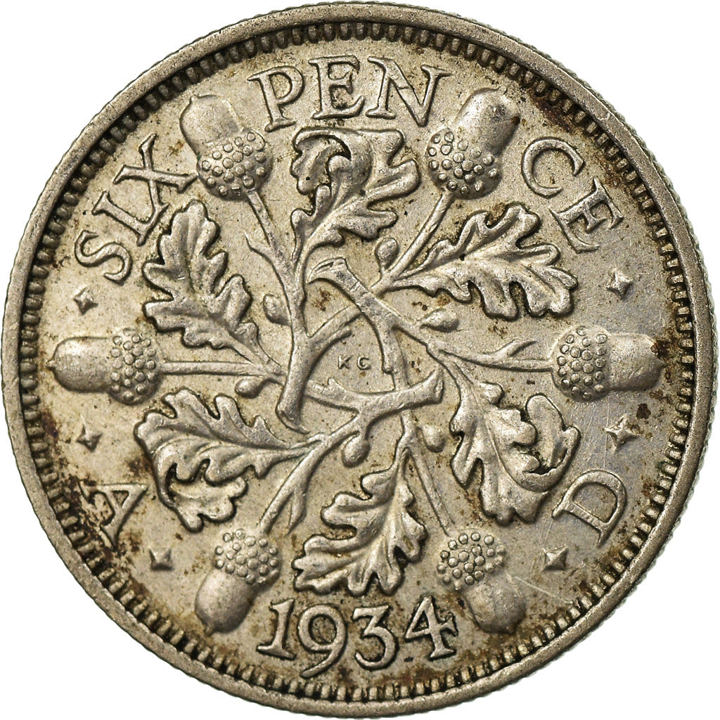Coin, Great Britain, George V, 6 Pence, 1934, EF(40-45), Silver, KM:832