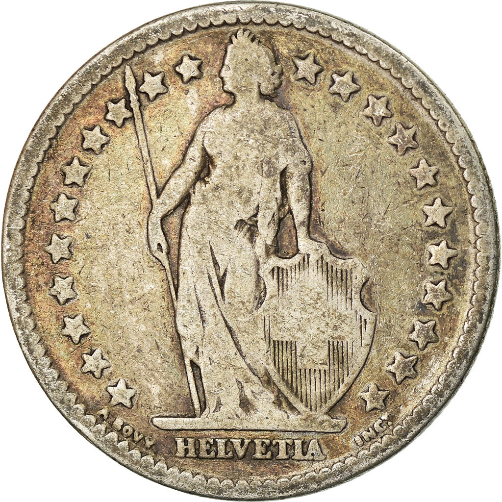 Coin, Switzerland, 2 Francs, 1874, VF(20-25), Silver, KM:21