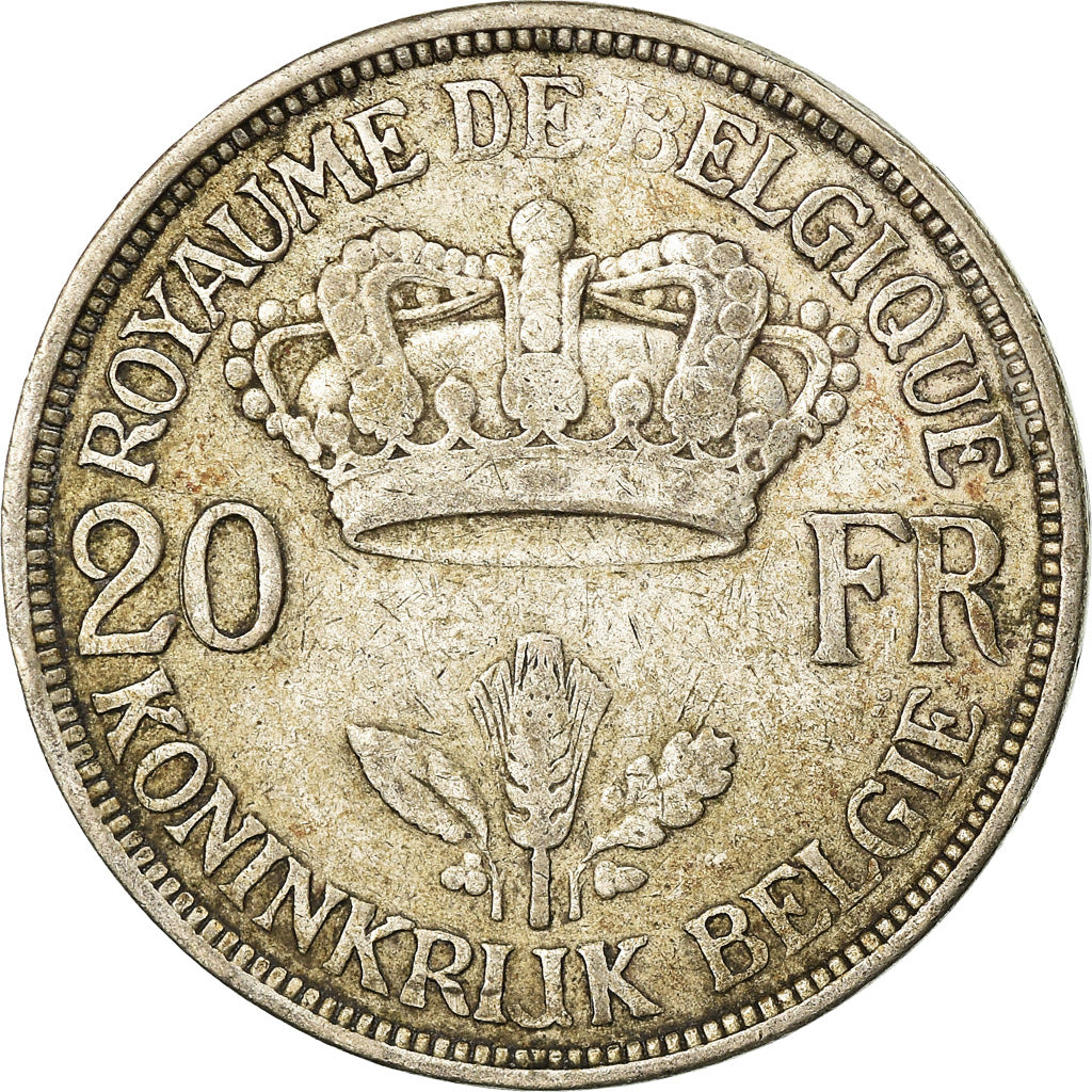 Coin, Belgium, 20 Francs, 20 Frank, 1934, VF(30-35), Silver, KM:103.1