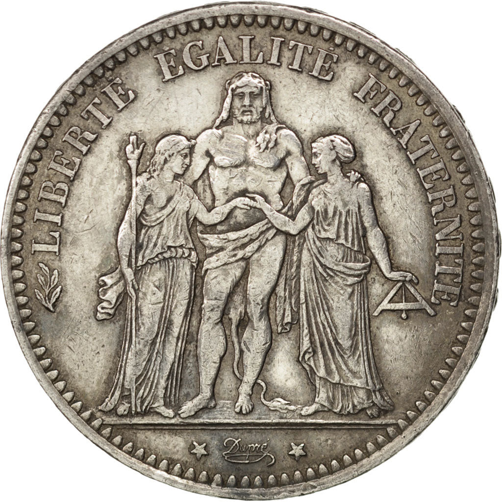 FRANCE, Hercule, 5 Francs, 1873, Paris, KM #820.1, EF(40-45), Silver, Gadoury...
