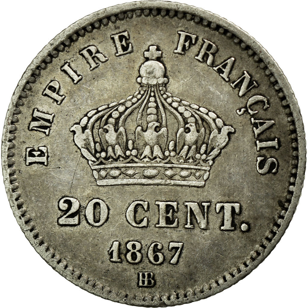 Coin, France, Napoleon III, Napoléon III, 20 Centimes, 1867, Strasbourg