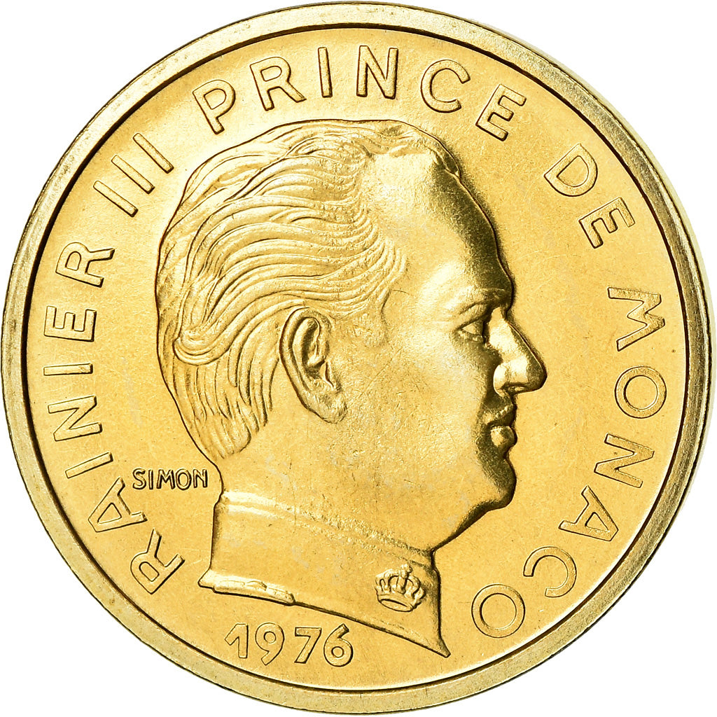 Coin, Monaco, Rainier III, 10 Centimes, 1976, MS(65-70), Aluminum-Bronze