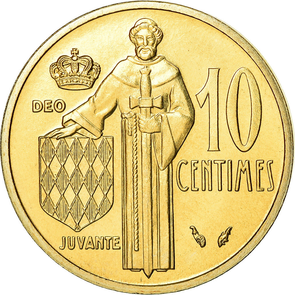 Coin, Monaco, Rainier III, 10 Centimes, 1976, MS(65-70), Aluminum-Bronze