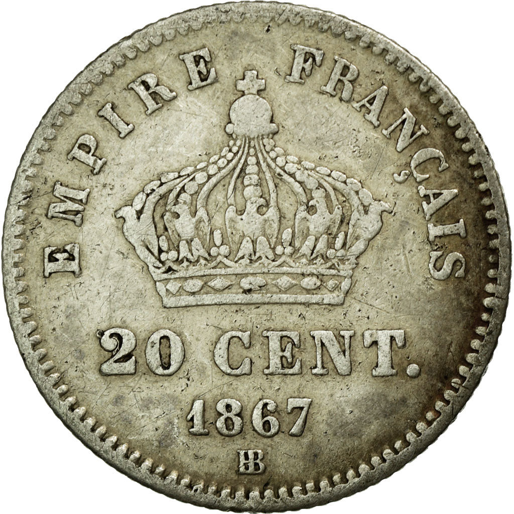 Coin, France, Napoleon III, Napoléon III, 20 Centimes, 1867, Strasbourg