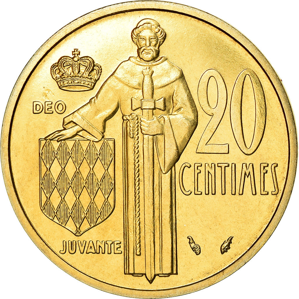 Coin, Monaco, Rainier III, 20 Centimes, 1976, MS(65-70), Aluminum-Bronze