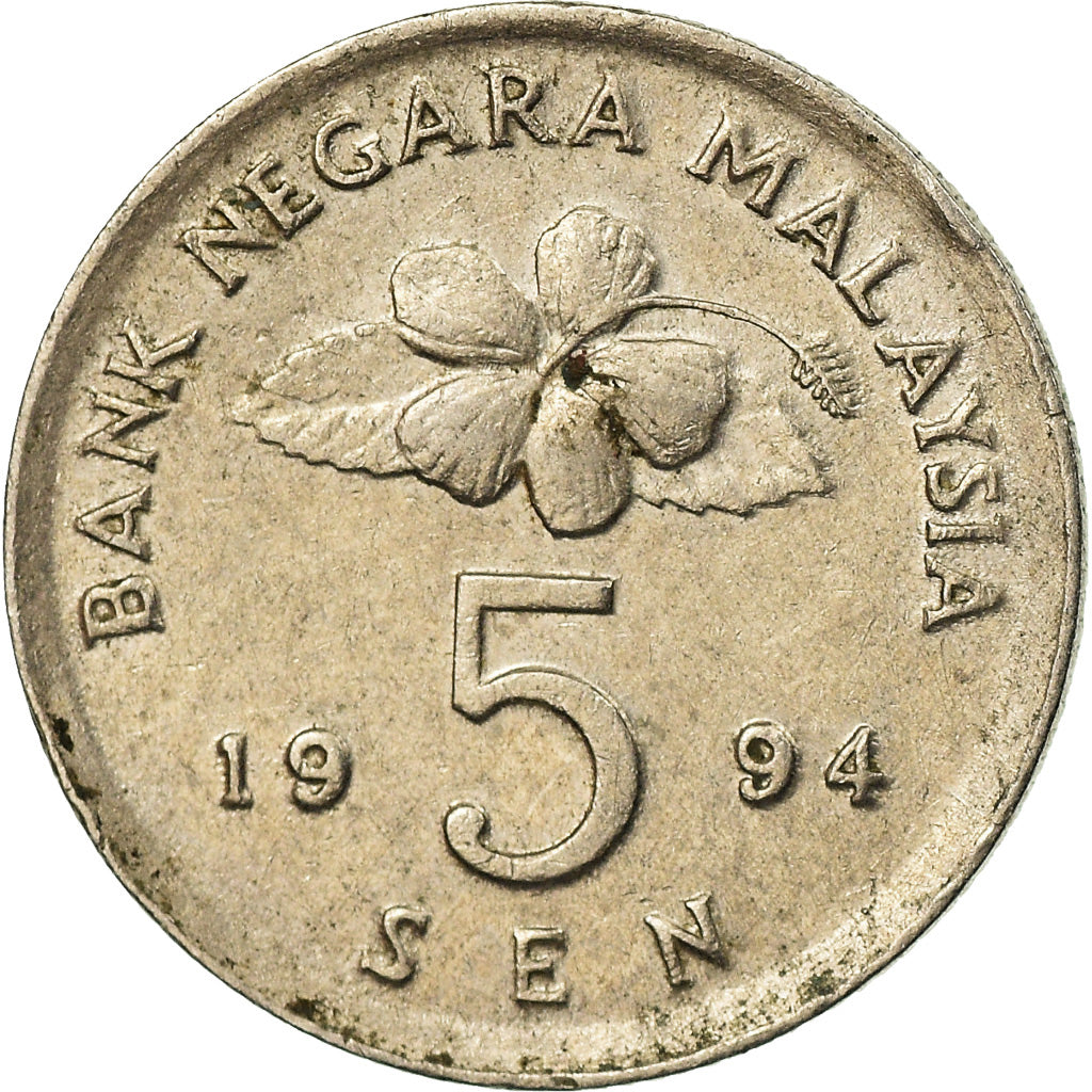 Moeda, Malásia, 5 Sen, 1994, EF(40-45), Cobre-níquel, KM:50
