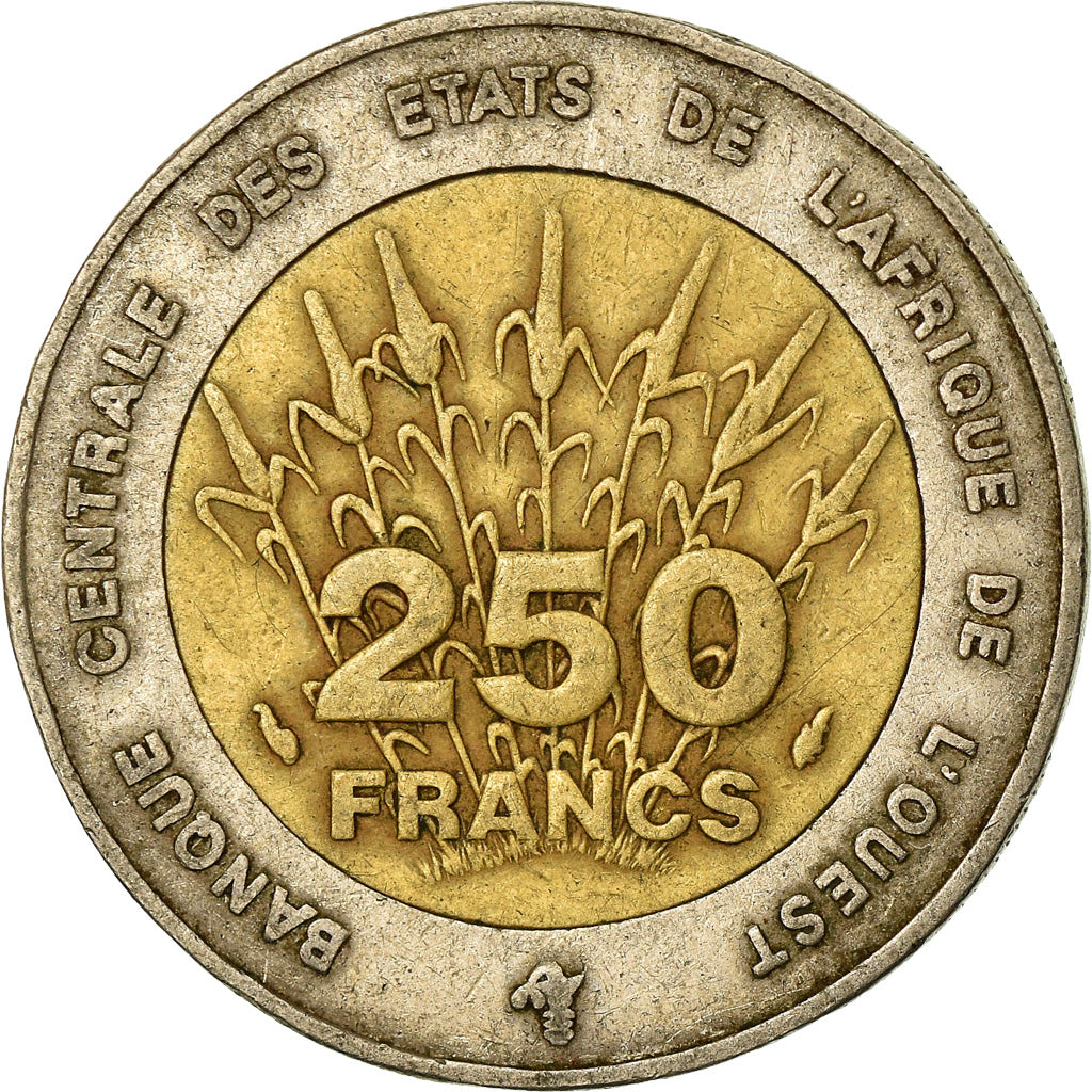Coin, West African States, 250 Francs, 1992, EF(40-45), Bi-Metallic, KM:13