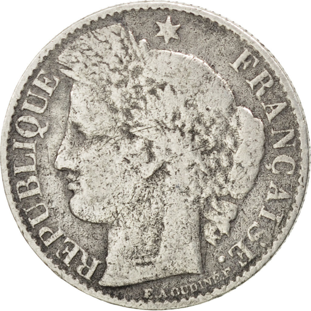 FRANCE, Cérès, 50 Centimes, 1882, Paris, KM #834.1, VF(20-25), Silver, 18, G...