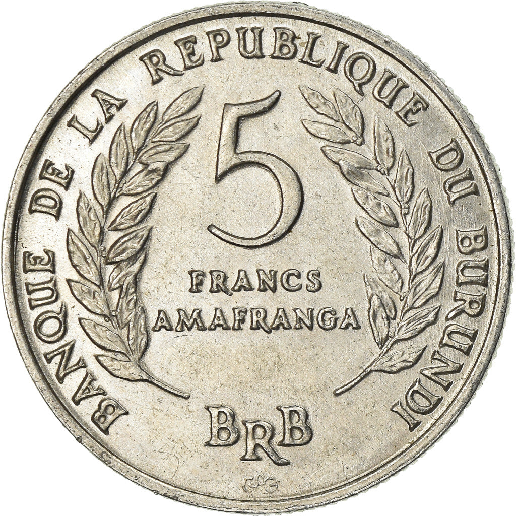 Moneta, Burundi, 5 Francs, 1971, Brussels, Belgium, AU(55-58), Aluminium, KM:16