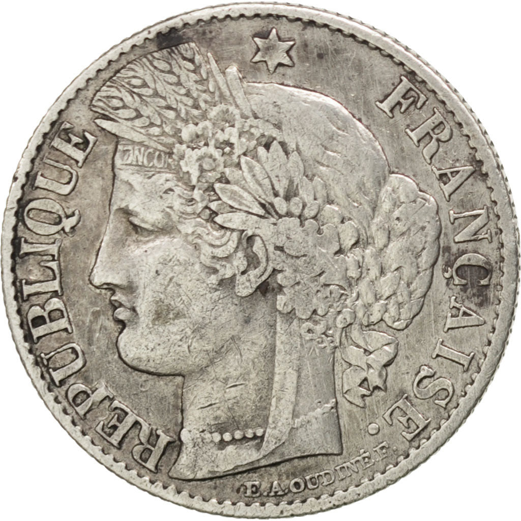 FRANCE, Cérès, 50 Centimes, 1888, Paris, KM #834.1, VF(30-35), Silver, 18, G...
