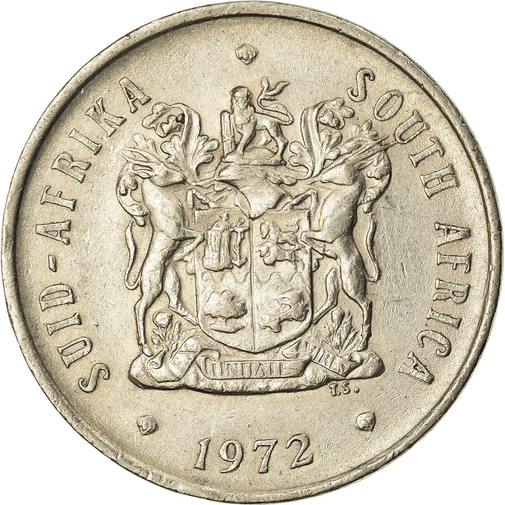 Moneta, Sudafrica, 20 Cents, 1972, BB, Nichel, KM:86