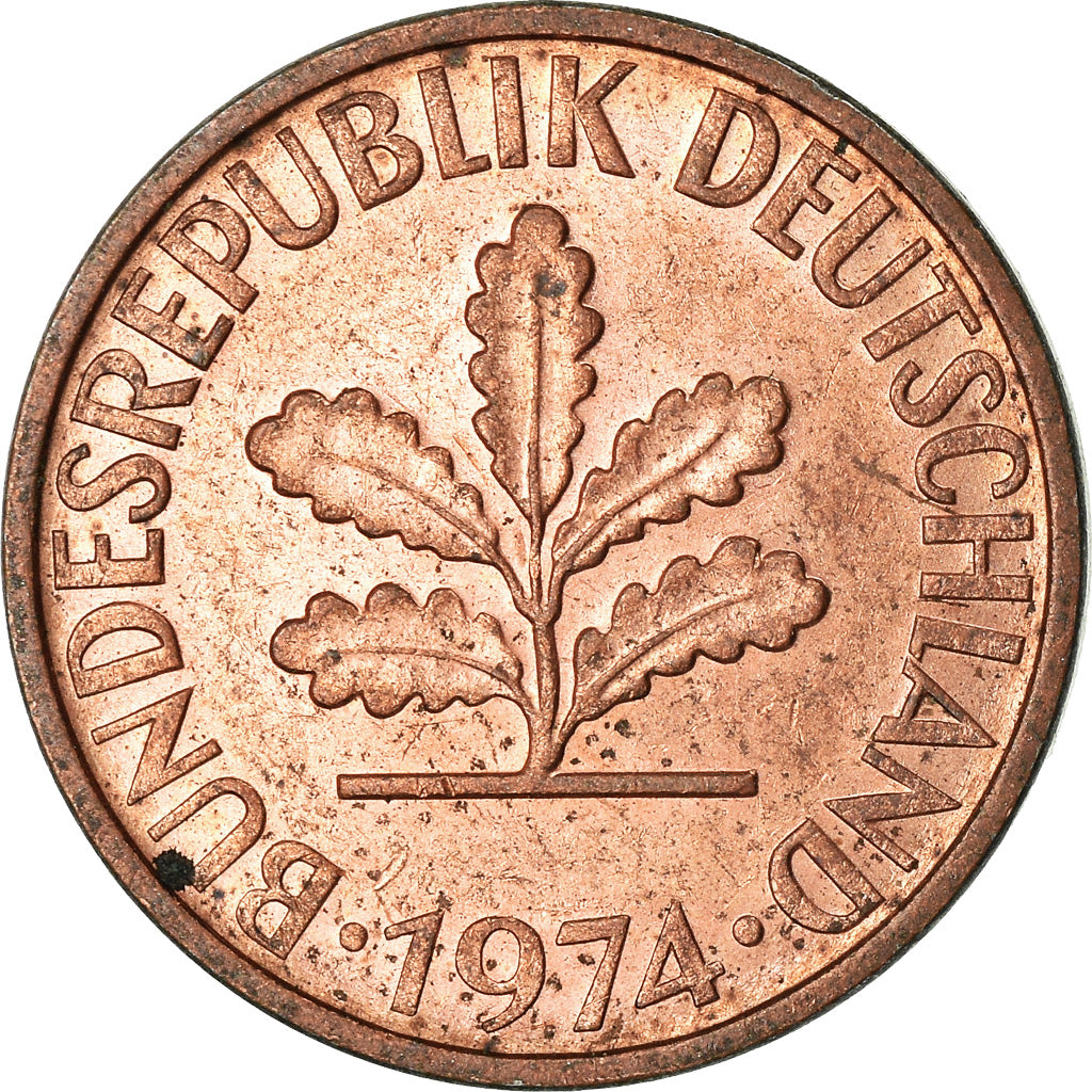 Moeda, ALEMANHA - REPÚBLICA FEDERAL, 2 Pfennig, 1974, Munich, EF(40-45), Aço