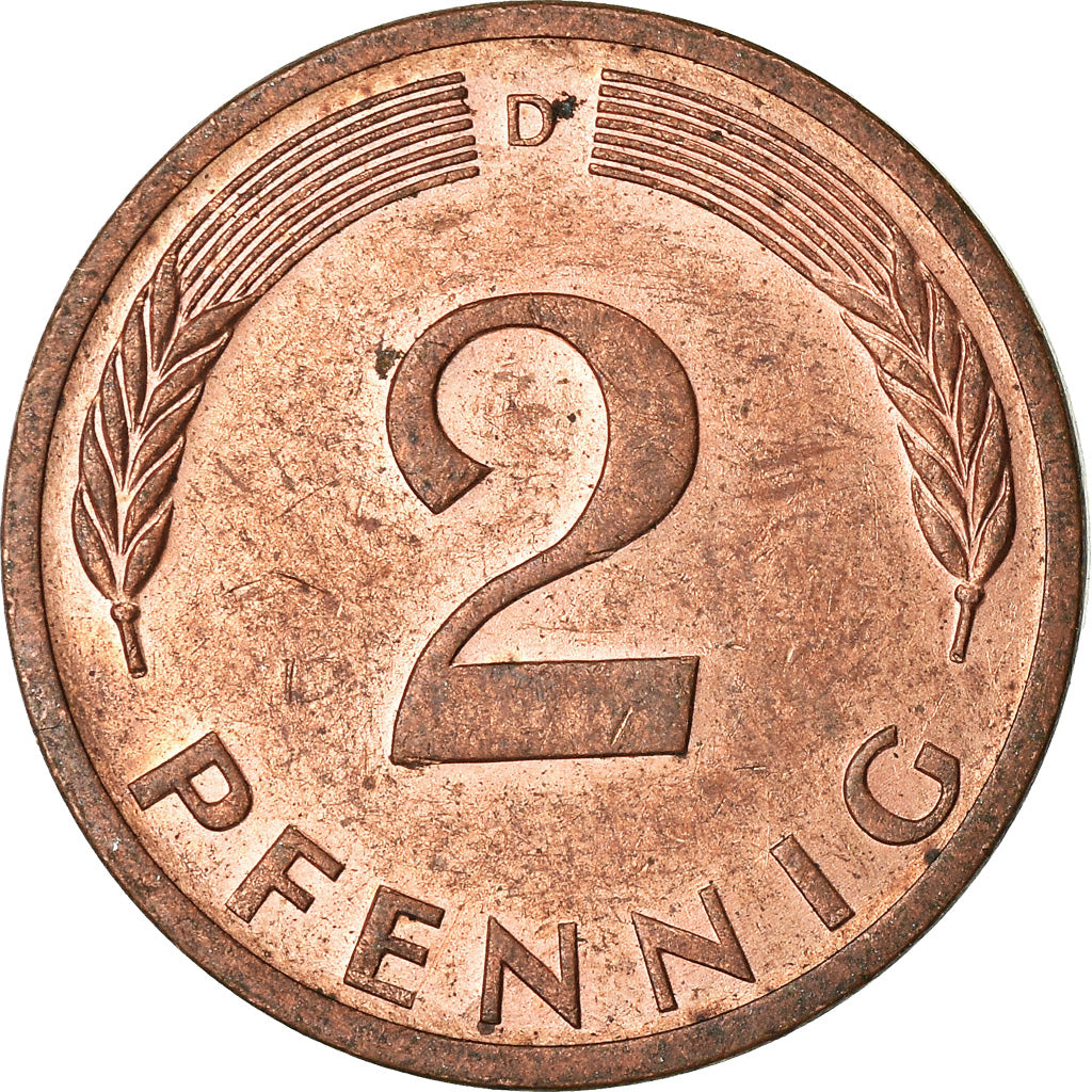 Moeda, ALEMANHA - REPÚBLICA FEDERAL, 2 Pfennig, 1974, Munich, EF(40-45), Aço
