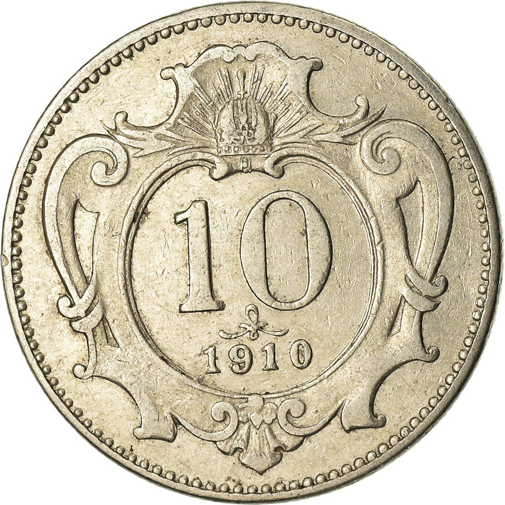 Coin, Austria, Franz Joseph I, 10 Heller, 1910, EF(40-45), Nickel, KM:2802
