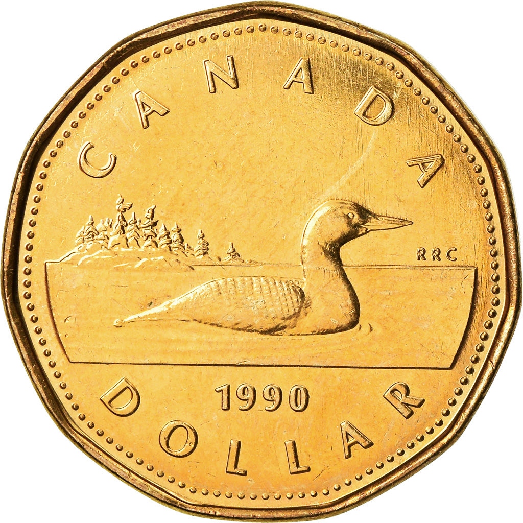 Coin, Canada, Elizabeth II, Dollar, 1990, Royal Canadian Mint, Ottawa
