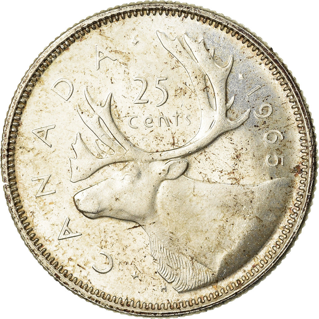 Coin, Canada, Elizabeth II, 25 Cents, 1965, Royal Canadian Mint, Ottawa