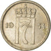 Munten, Noorwegen, Haakon VII, 10 Öre, 1954, ZF, Copper-nickel, KM:396